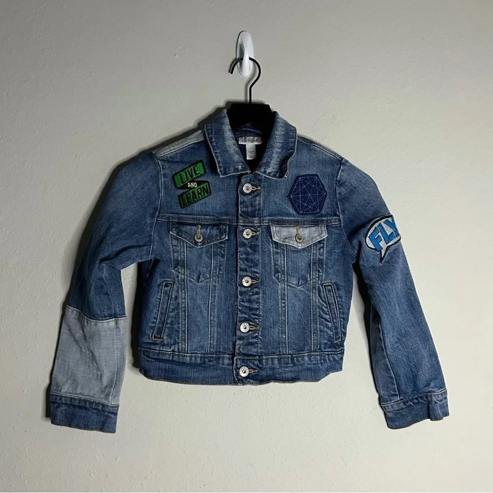 Cat & Jack Boys Patched Denim Jacket Size S (6-7)